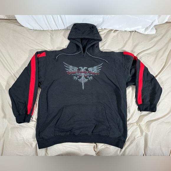 Orange County Choppers Other - 00’s Orange County Choppers Vintage Distressed Hoodie Medium Red Arm Stripes